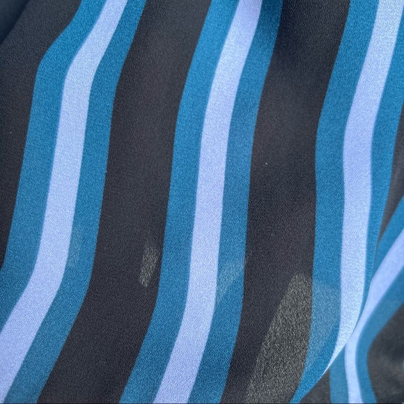 IMNYC Isaac Mizrahi striped black cyan tunic blouse size medium - Picture 7 of 11